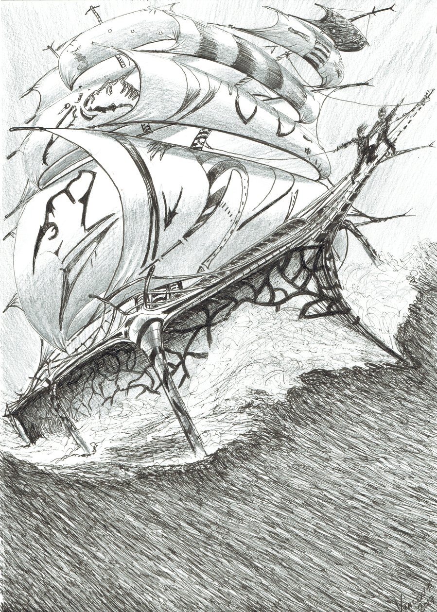 Storm Creators Arafurské moře, 2017, (tuš na papíře) od Vincent Alexander Booth