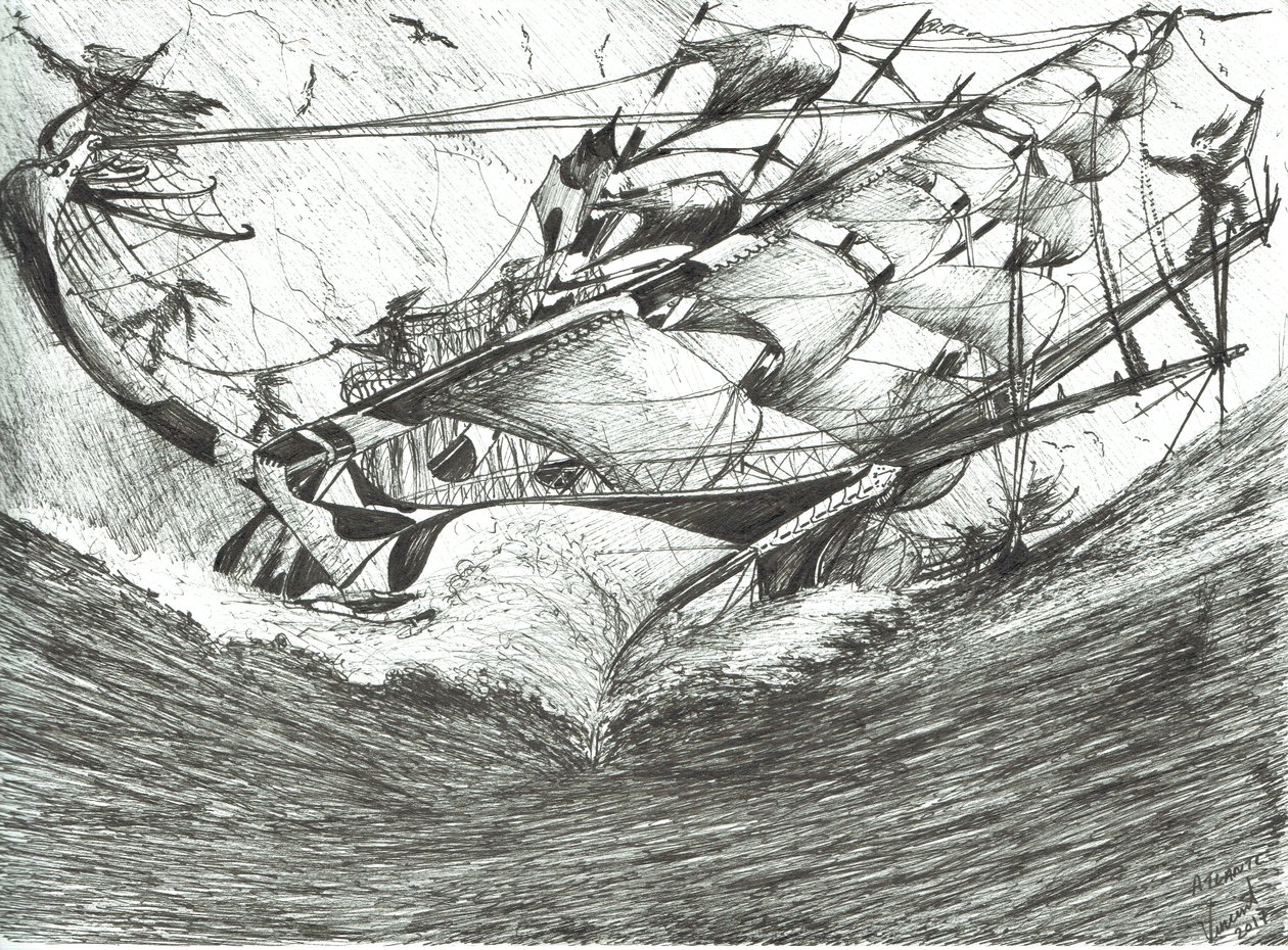 Storm Creators Arctic Ocean, 2017, (inkoust na papíře) od Vincent Alexander Booth