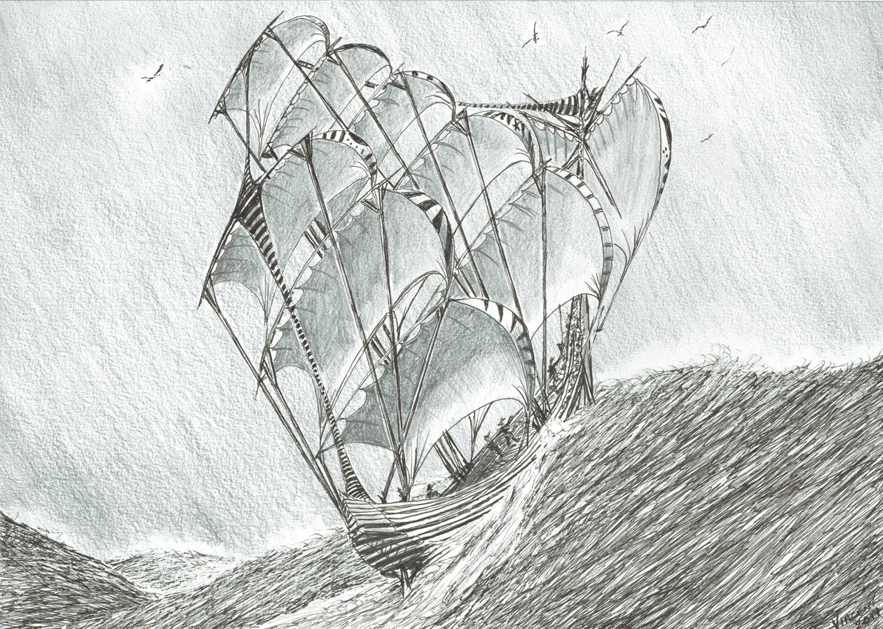 Storm Creators Korálové moře, 2017, (tuš na papíře) od Vincent Alexander Booth