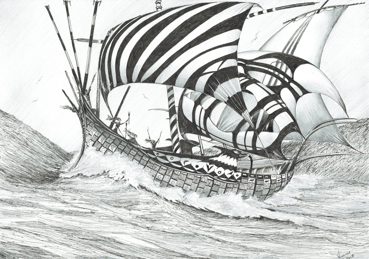 Storm Creators Ionian Sea, 2017, (inkoust na papíře) od Vincent Alexander Booth
