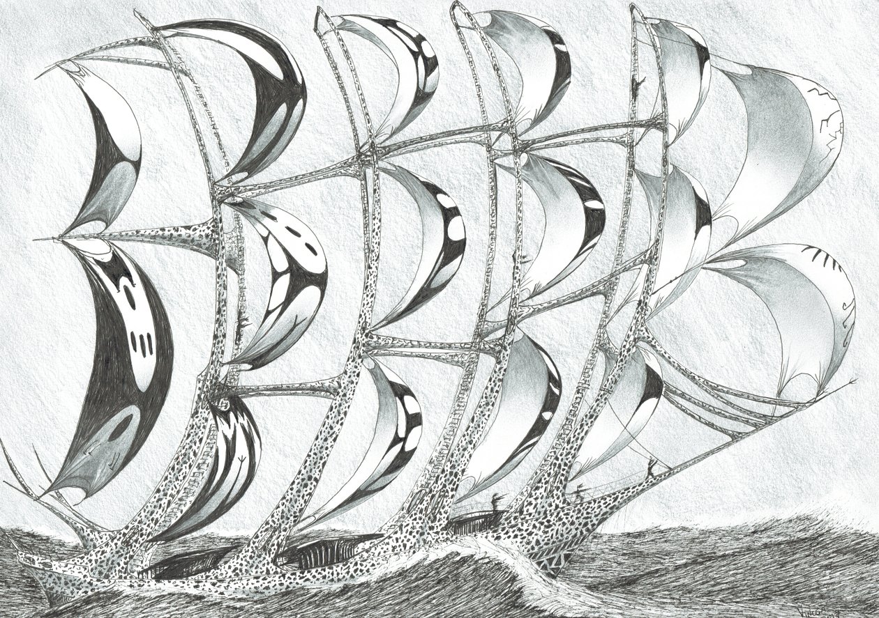 Storm Creators Laccadive Sea, 2017, (inkoust na papíře) od Vincent Alexander Booth