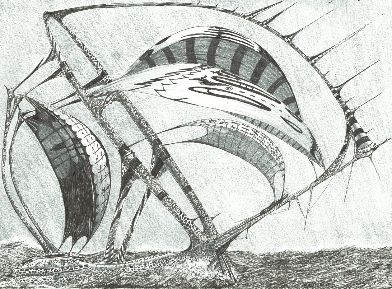 Storm Creators Laptev Sea, 2017, (inkoust na papíře) od Vincent Alexander Booth