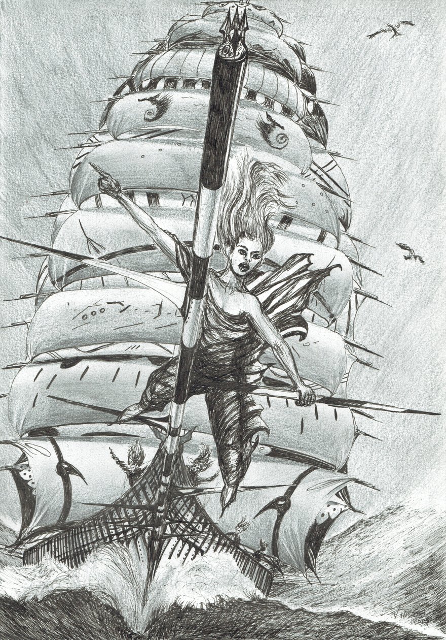 Storm Creators Lazarevské moře, 2017, (tuš na papíře) od Vincent Alexander Booth