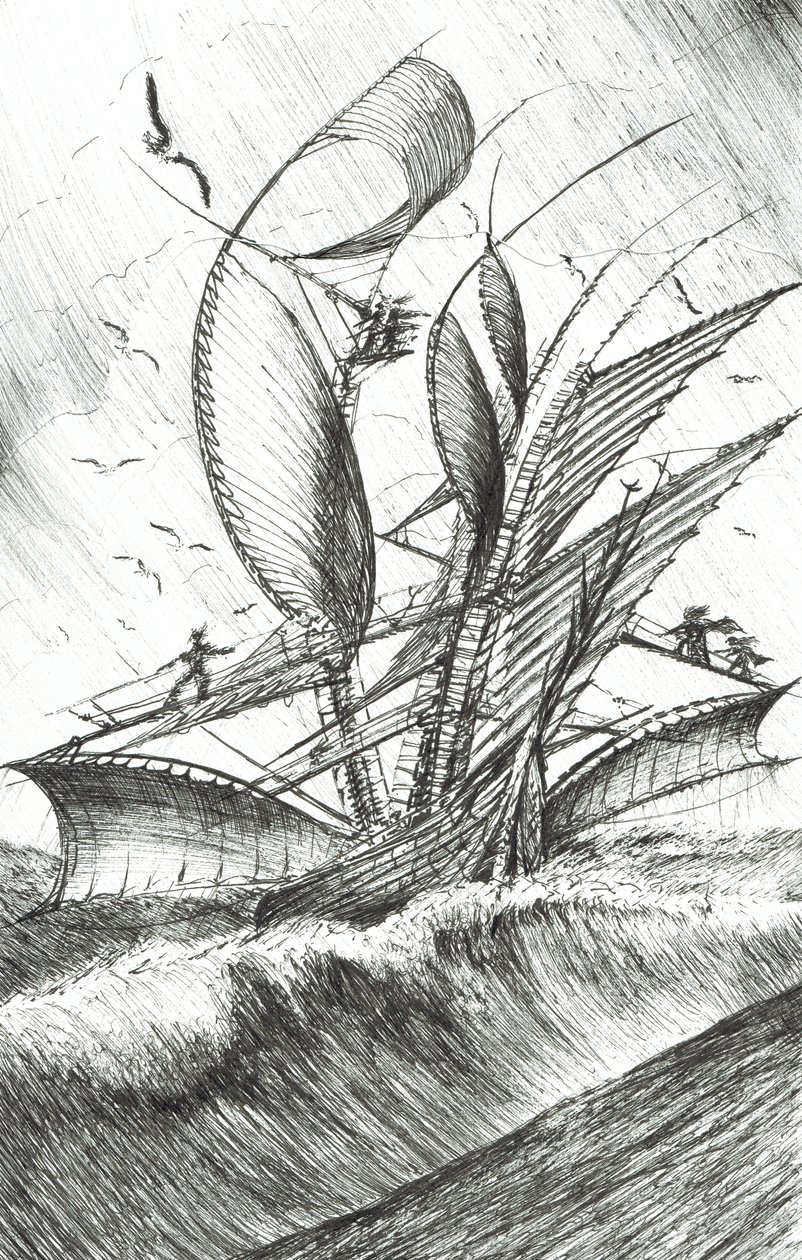 Storm Creators Tichý oceán, 2017, (Ink on Paper) od Vincent Alexander Booth