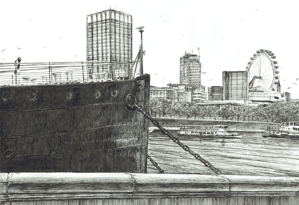 The Black Bow on the Thames, 2006, (inkoust na papíře) od Vincent Alexander Booth