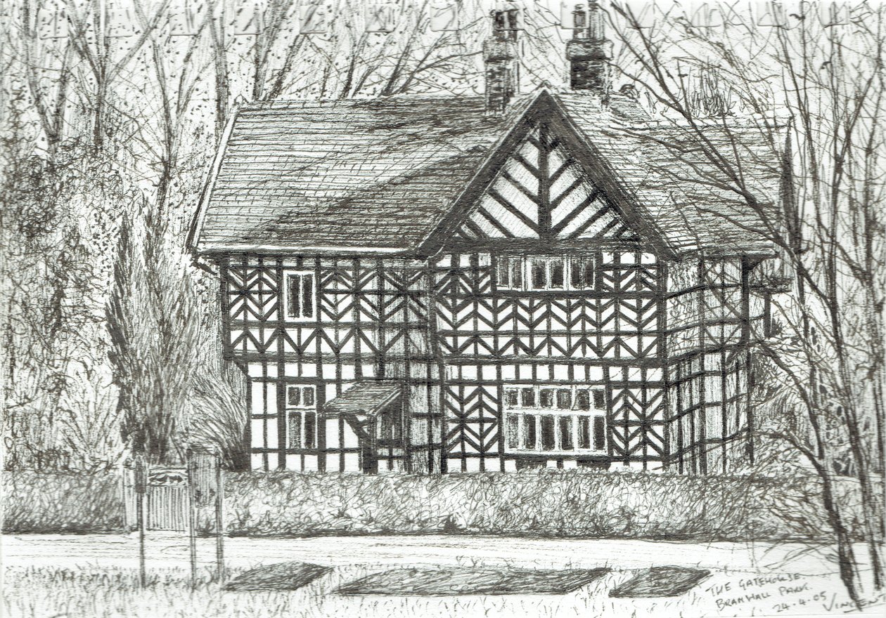 The Gatehouse at Bramhall Park, 2007, (inkoust na papíře) od Vincent Alexander Booth