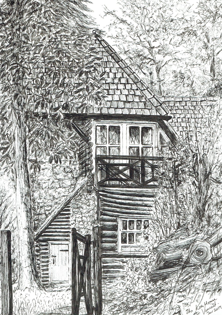 The Log House, 2019, (inkoust na papíře) od Vincent Alexander Booth