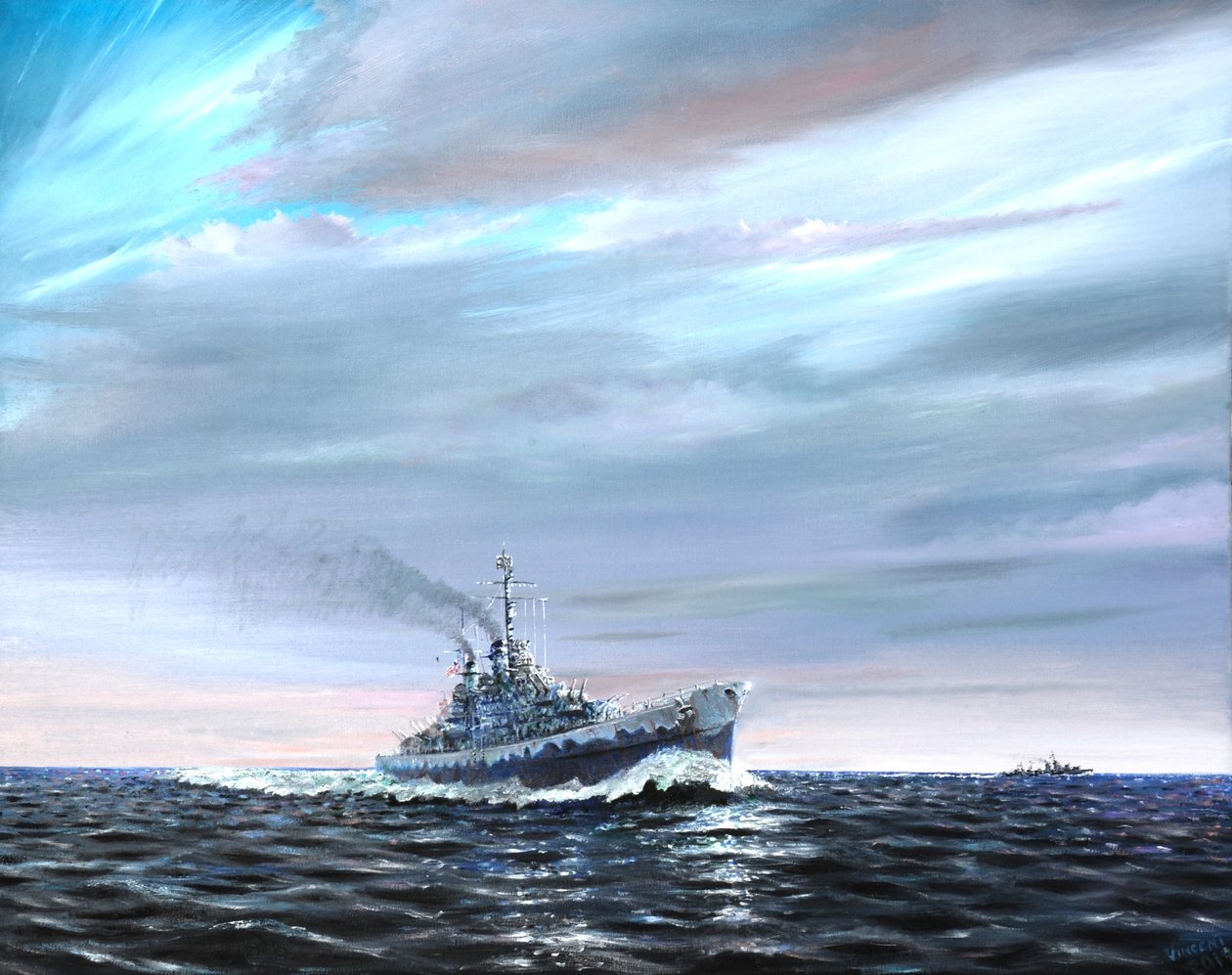 USS Atlanta hlídkuje Canal Guard 1942, od Vincent Alexander Booth