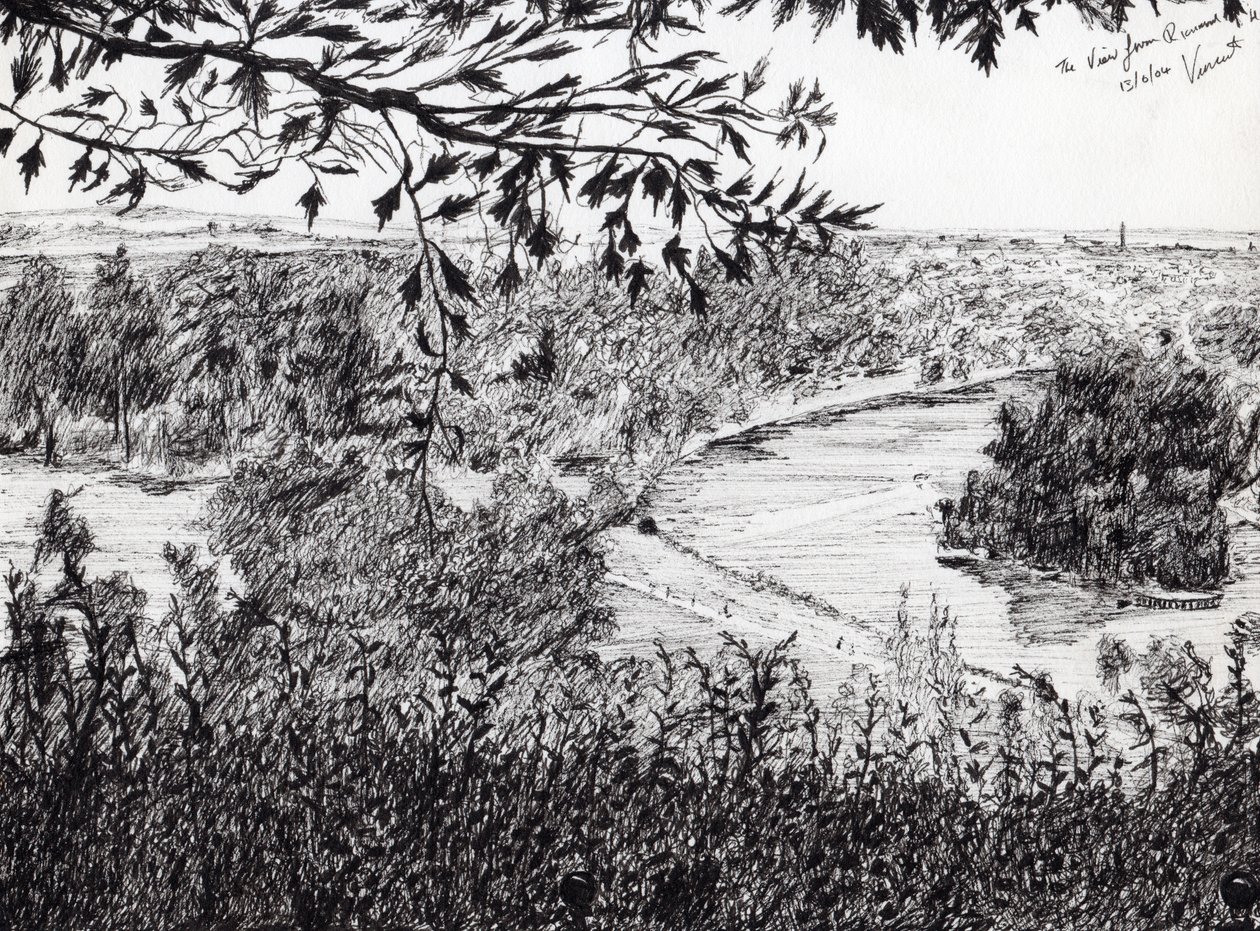 Pohled z Richmond Hill London, 2004, (inkoust na papíře) od Vincent Alexander Booth