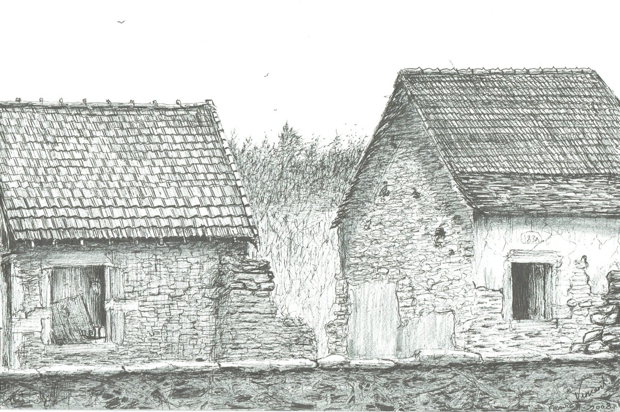 dům poblíž francouzsko-švýcarských hranic, 2008; (inkoust na papíře) od Vincent Alexander Booth