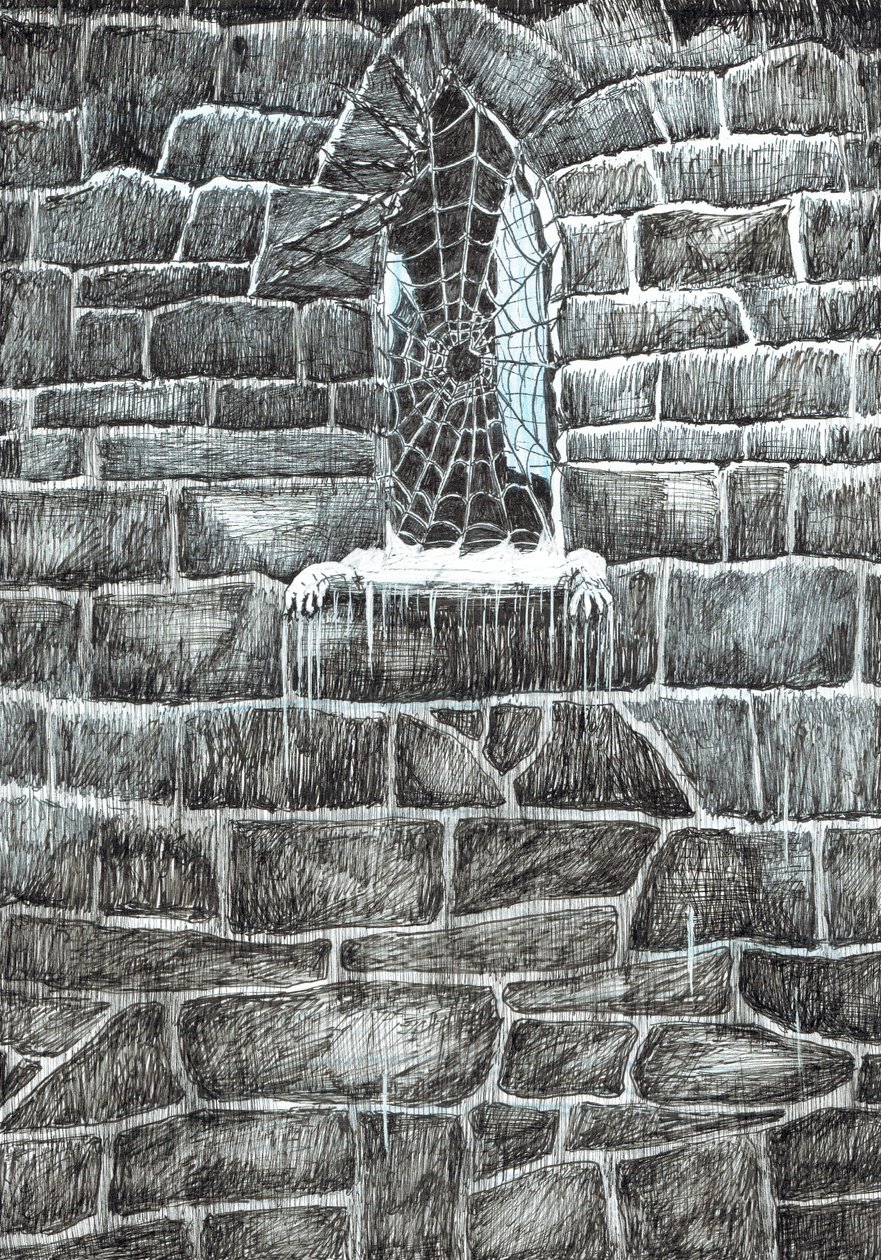strana 11, Zámek v lese Findhorn, 2006, (tuš na papíře) od Vincent Alexander Booth