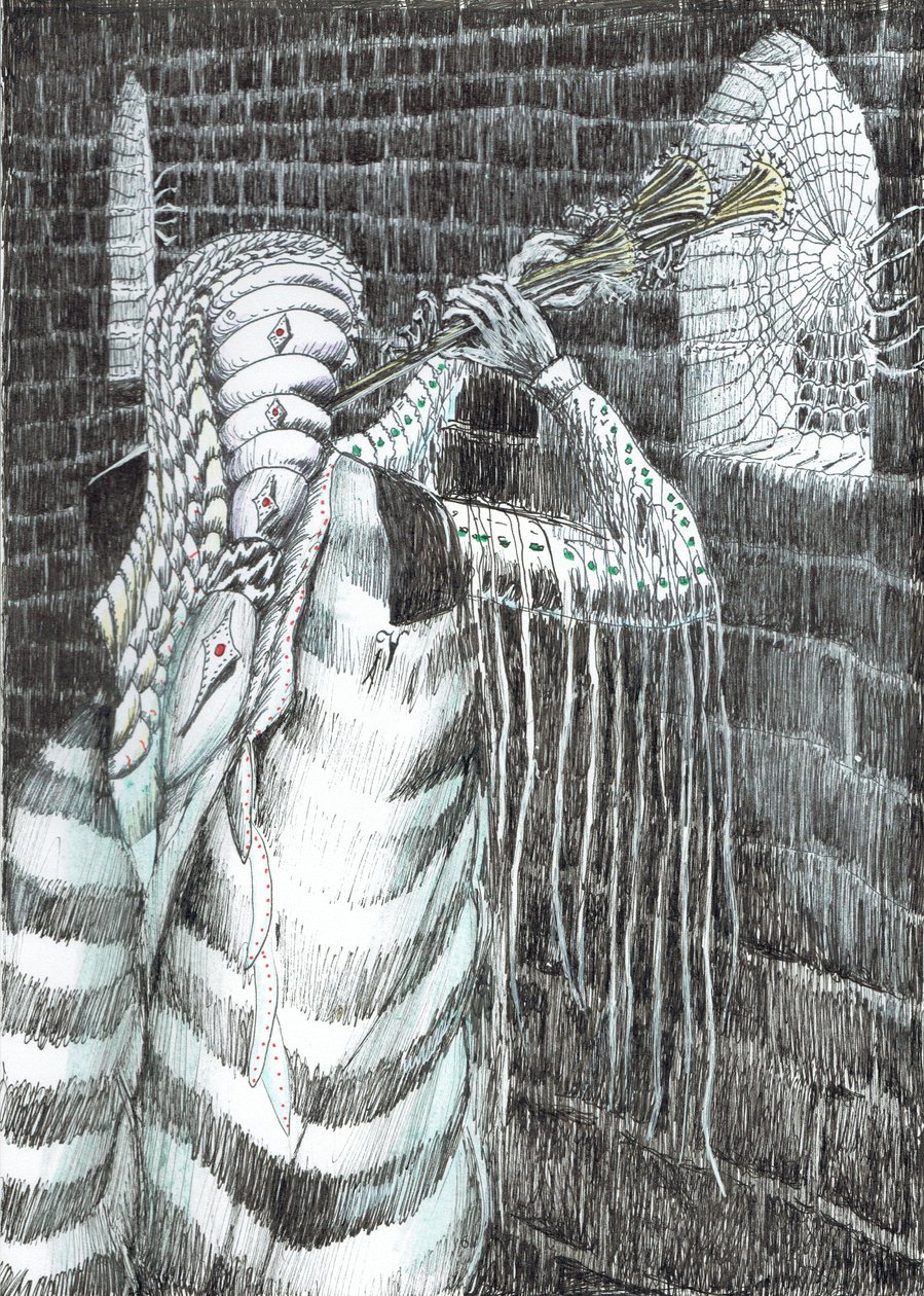 strana 7, Zámek v lese Findhorn, 2006, (tuš na papíře) od Vincent Alexander Booth