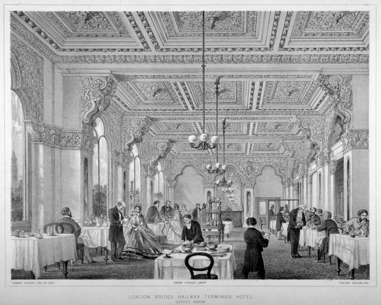 Kavárna v hotelu London Bridge Railway Terminus, Bermondsey, Londýn, 1860. od Vincent Brooks