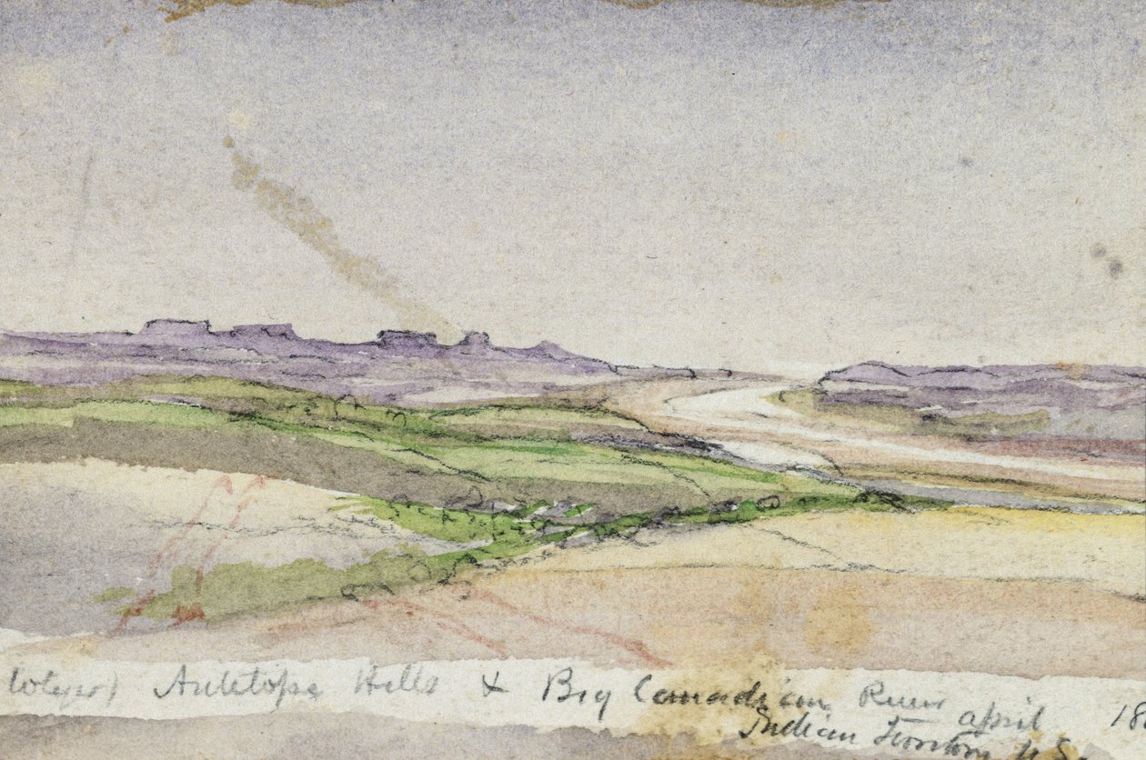 Antelope Hills a Big Canadian River, 1869 (akvarel na papíře) od Vincent Colyer