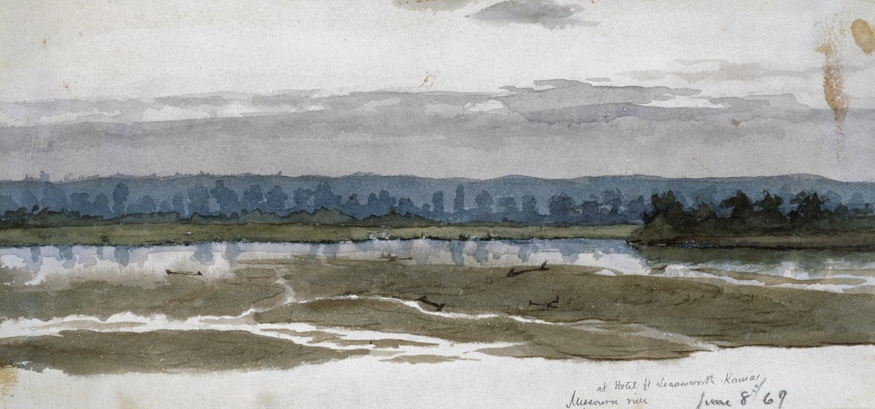 V hotelu, Fort Leavenworth, Kansas, řeka Missouri, 8. června 1869 (akvarel) od Vincent Colyer