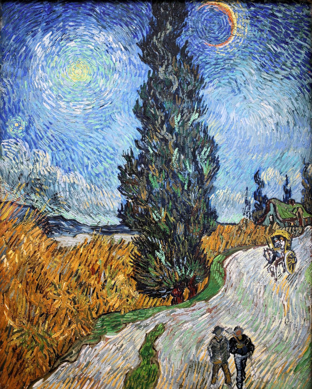 Venkovská cesta v Provence v noci, 1890. od Vincent van Gogh