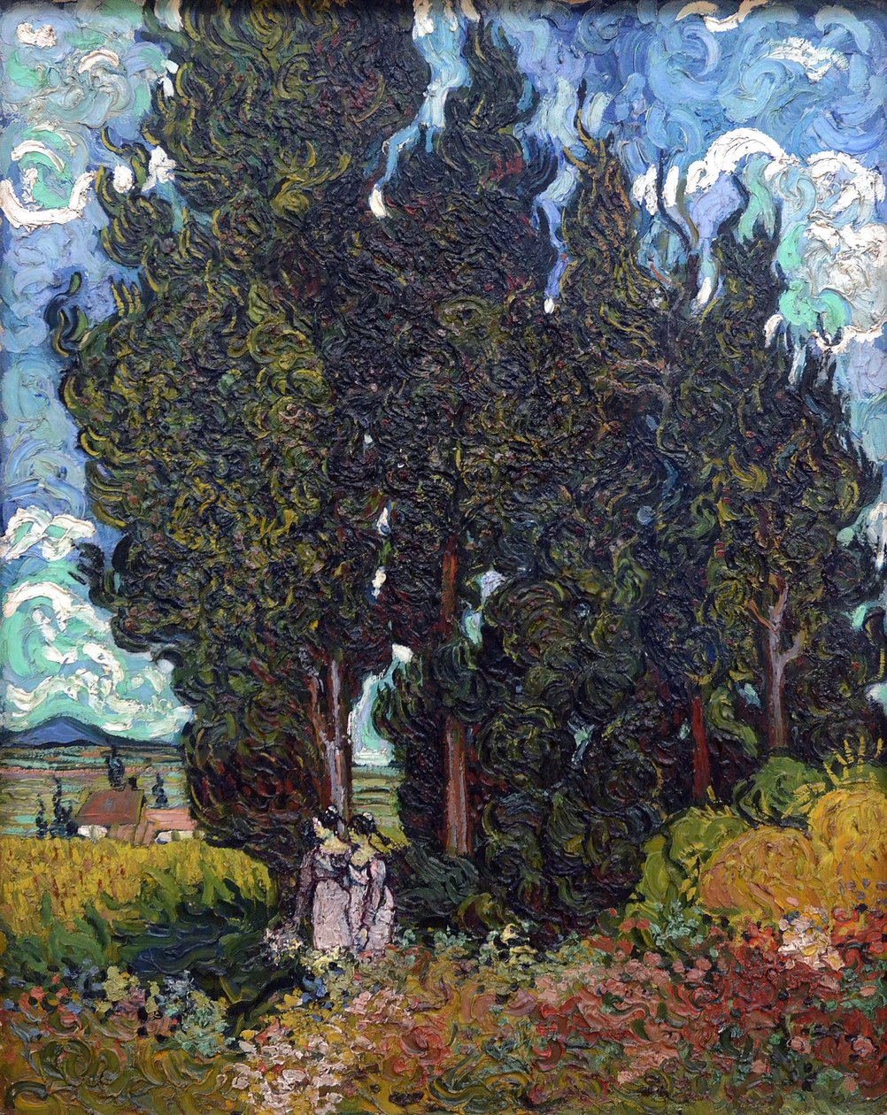 Cypřiše se dvěma postavami, 1889-1890. od Vincent van Gogh