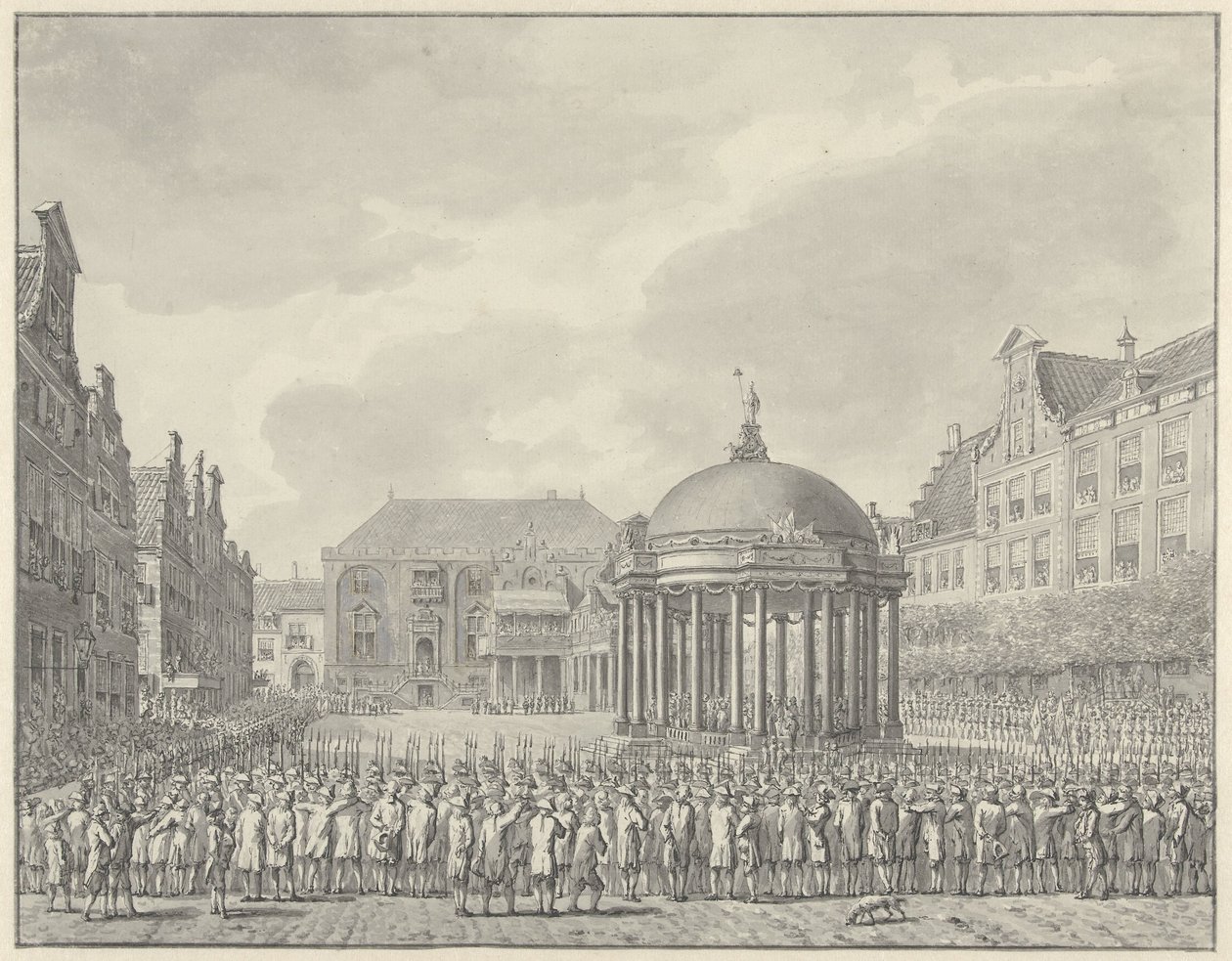 Složil přísahu vládních nařízení na náměstí Grote Markt v Haarlemu, 5. září 1787 od Vincent Jansz. van der Vinne (signed by artist)