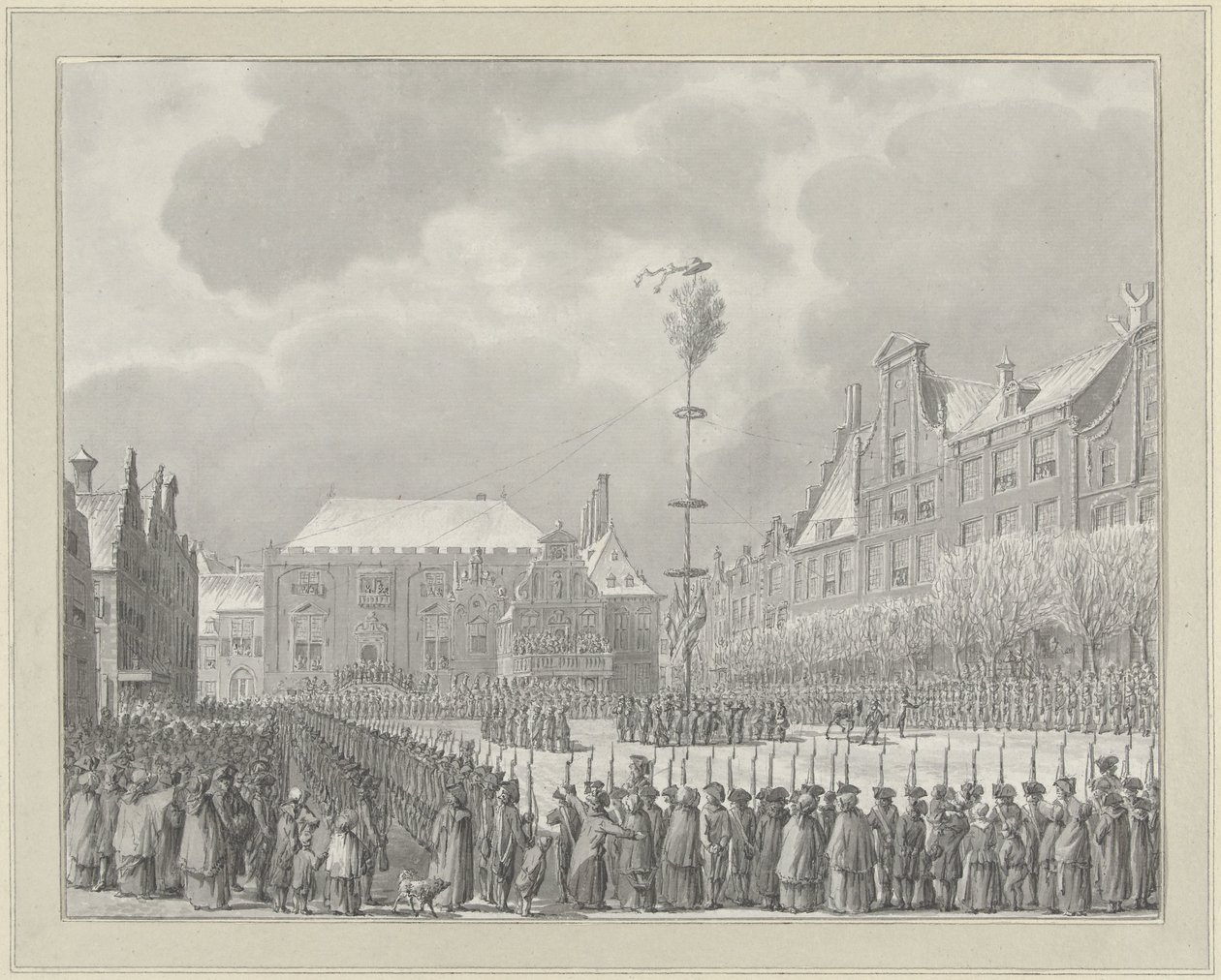 Zrušení městského vlastnictví na náměstí Grote Markt v Haarlemu, 1795 od Vincent Jansz. van der Vinne