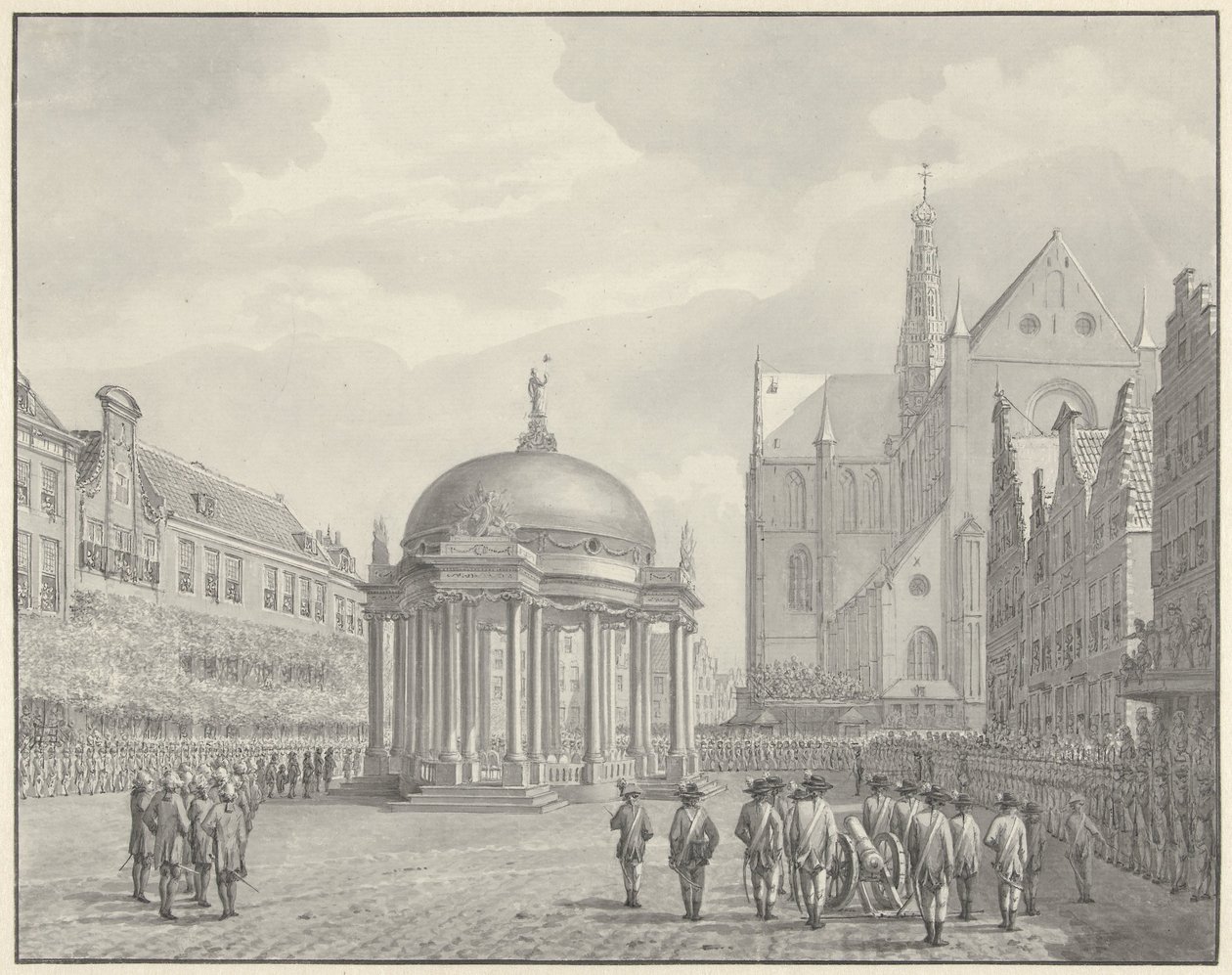 Přísaha vládních nařízení na náměstí Grote Markt v Haarlemu, 5. září 1787 od Vincent Jansz. van der Vinne
