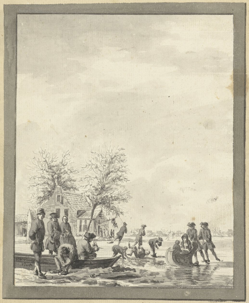 Ledová zábava na Buiten Spaarne poblíž Haarlemu v Herbergu od Vincent Jansz. van der Vinne