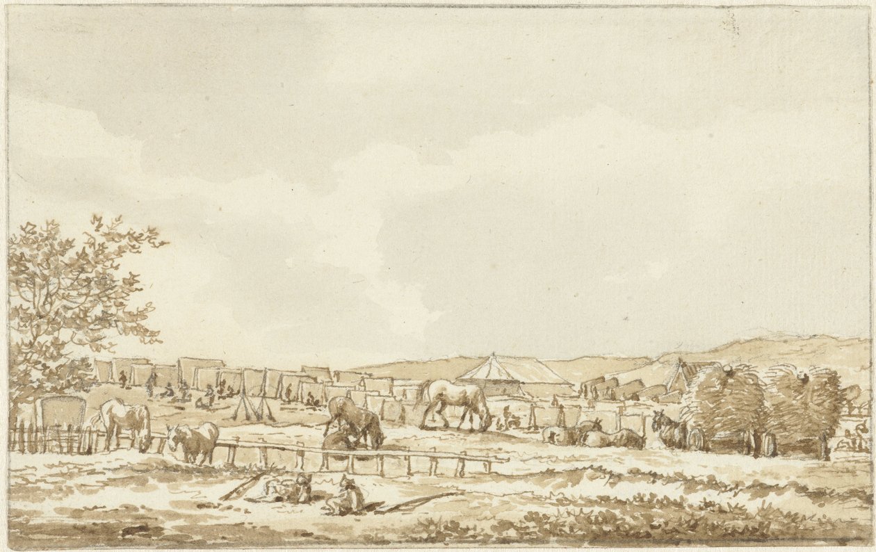 Armádní tábor na Droogbergu v Overveen, 19. září 1787 od Vincent Jansz. van der Vinne