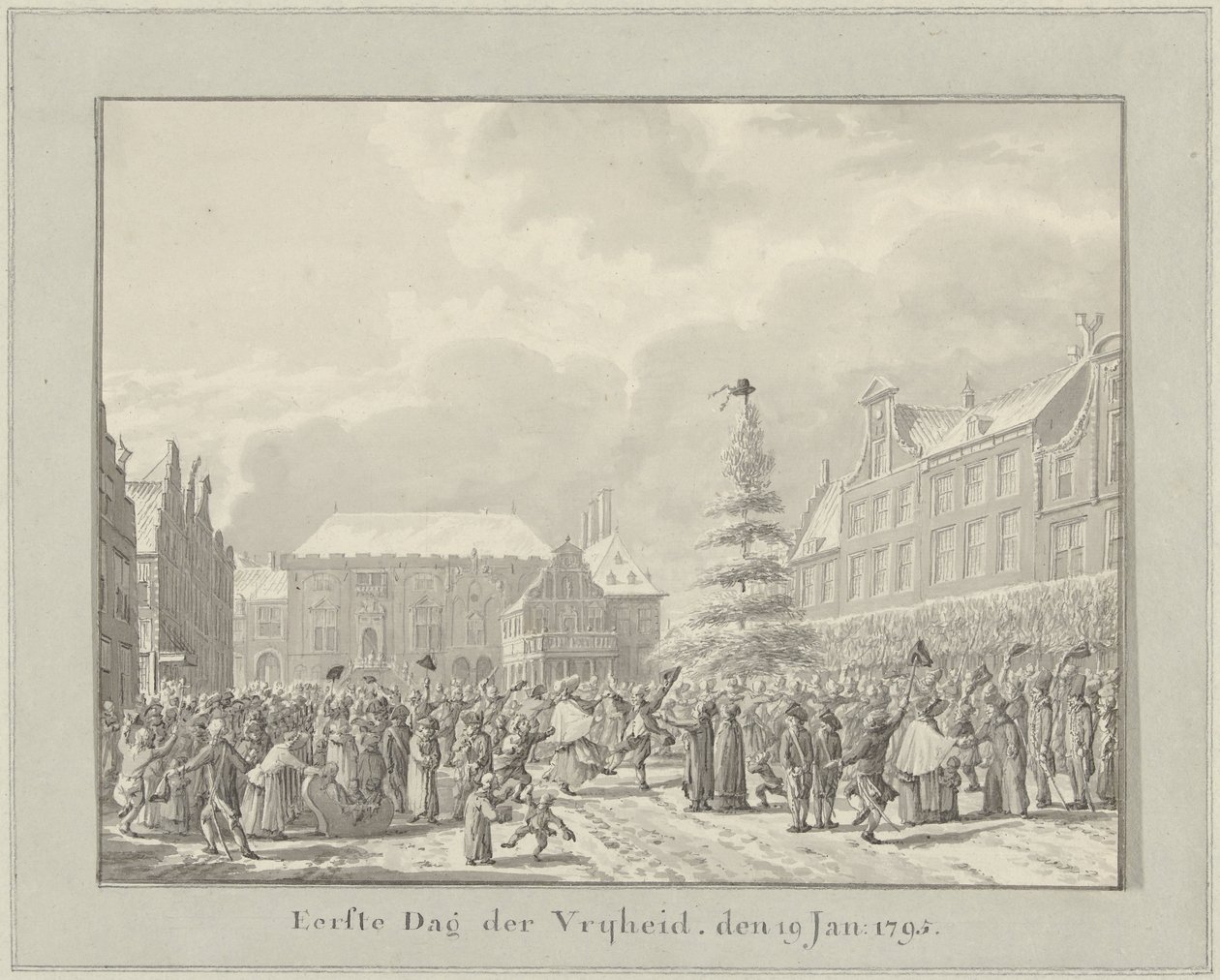 Revoluce v Haarlemu, 19. ledna 1795 První den svobody, 19. ledna. 1791 (název na objektu) od Vincent Jansz. van der Vinne