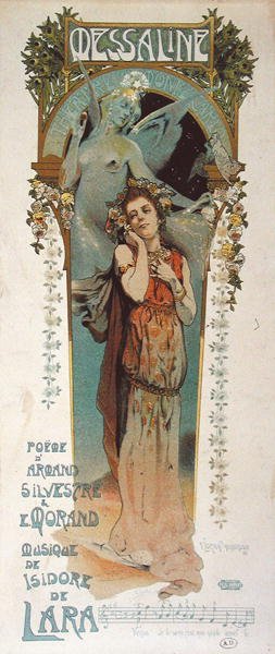 Plakát propagující provedení básně „Messaline“ zhudebněné v Theater de Monte Carlo v roce 1898 (barevné lito) od Vincent Lorant Heilbronn