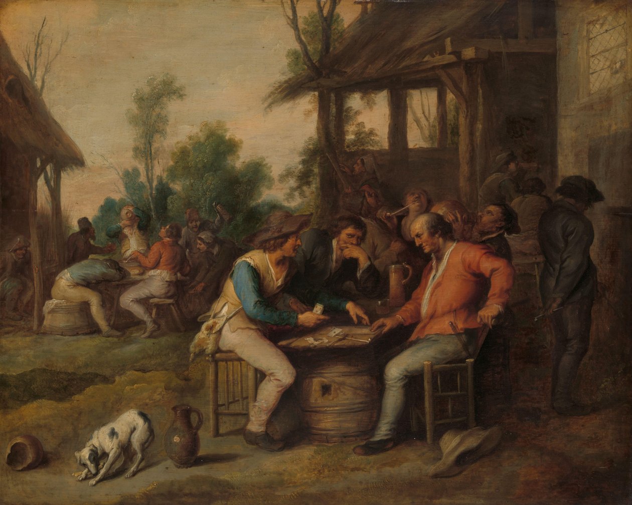 Dva muži u karet mimo venkovskou hospodu od Vincent Malò (II) (attributed to)