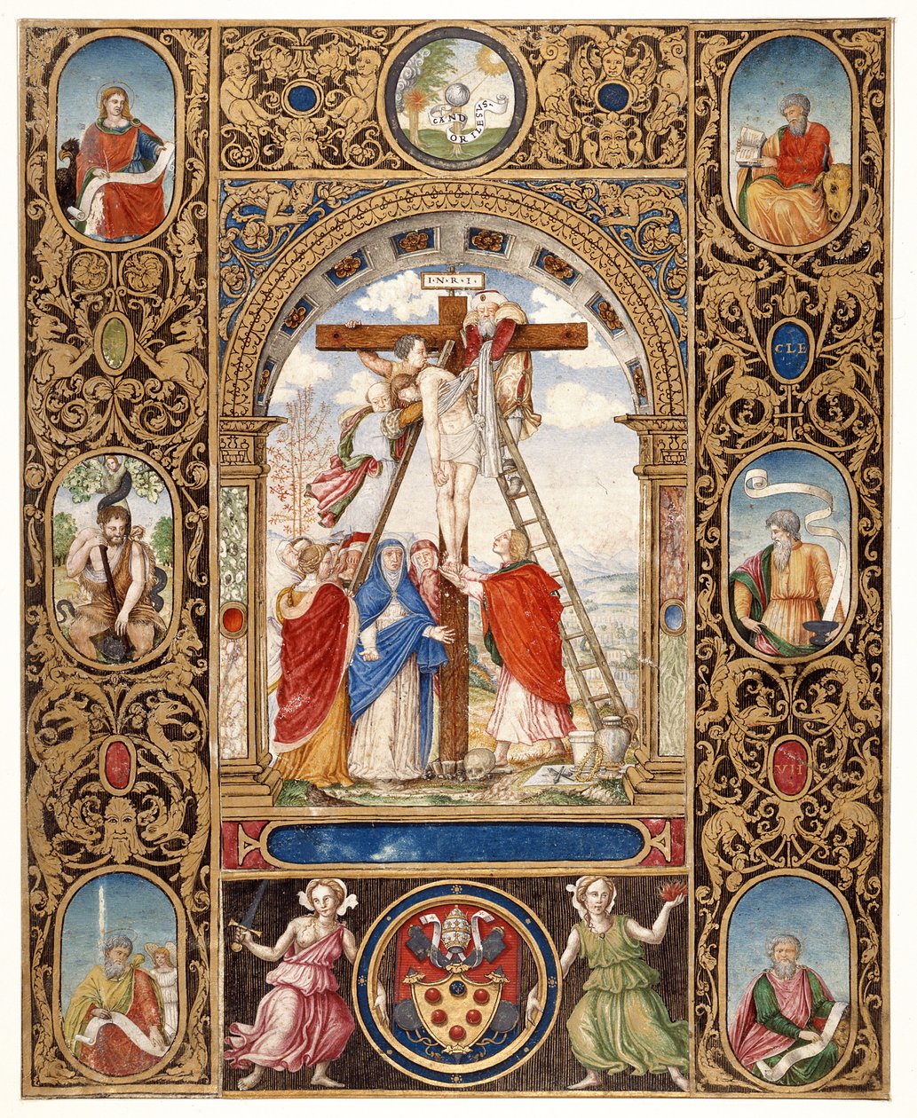 Marlay Cutting IT.34: Snímání z kříže a okrajové fragmenty z misálu papeže Klementa VII., po roce 1523 (pergamen) od Vincent Raymond