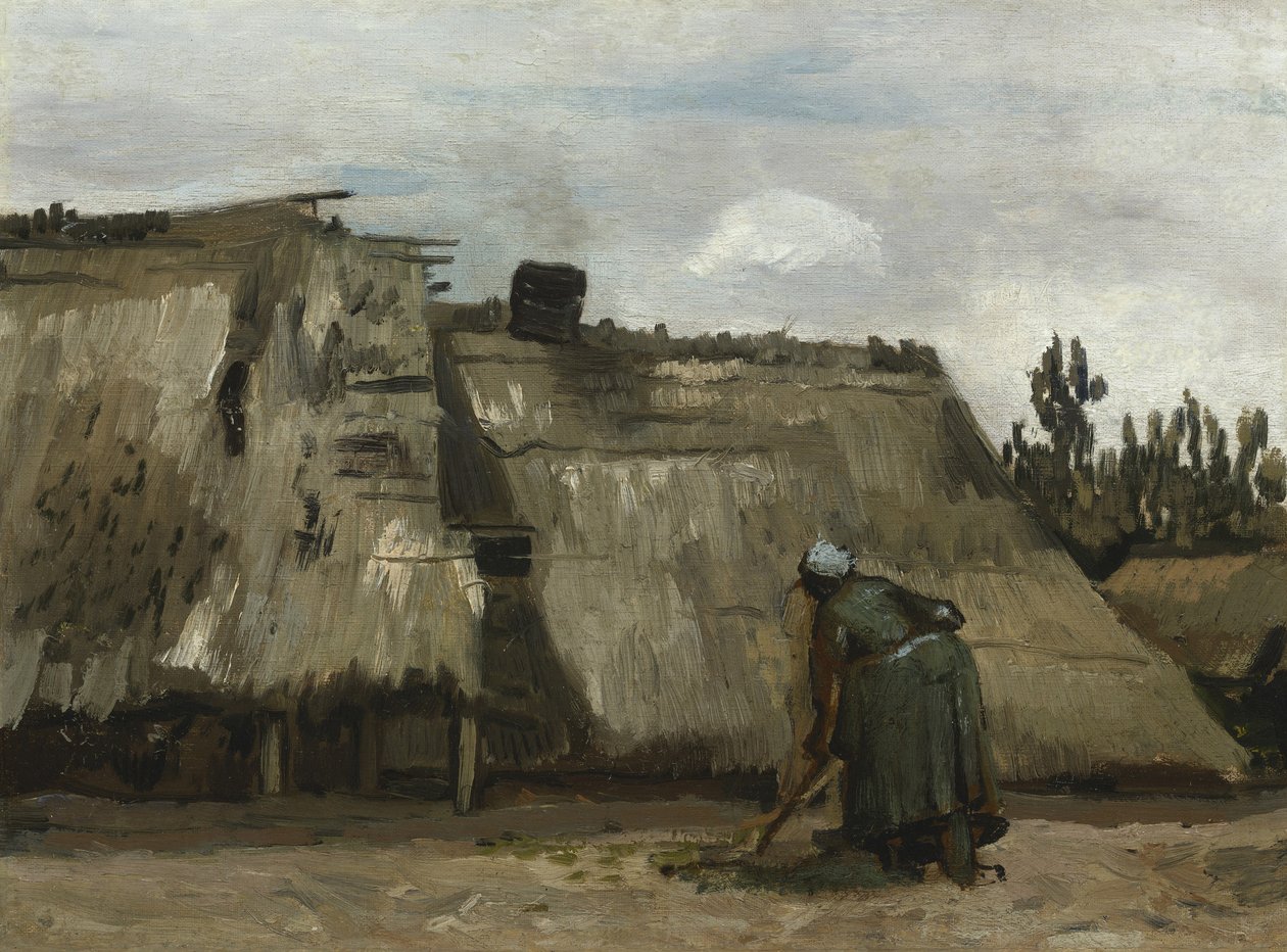 Rolnická žena kopající před svou chalupou, c.1885 od Vincent van Gogh
