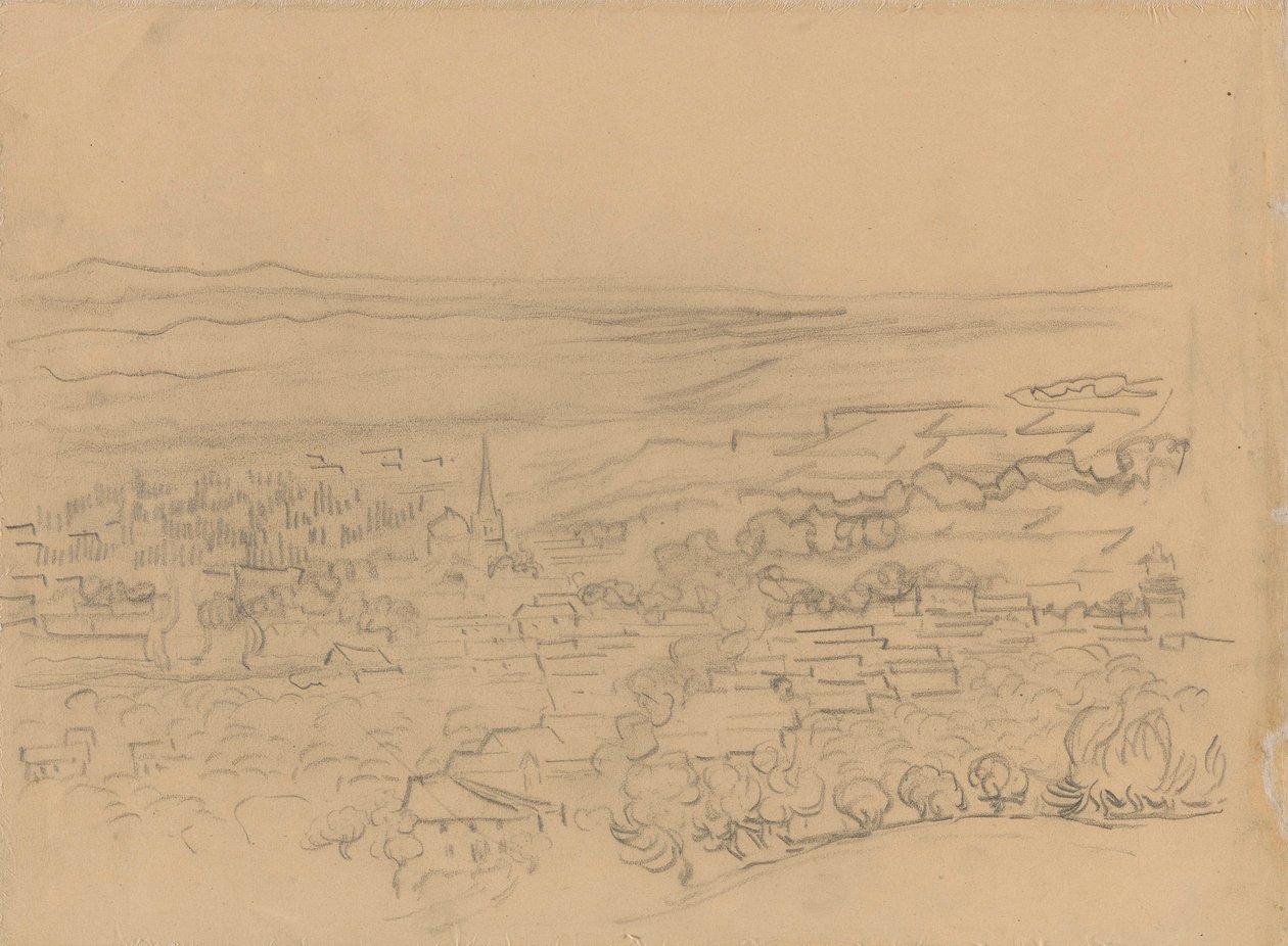Pohled na vesnici z ptačí perspektivy od Vincent van Gogh