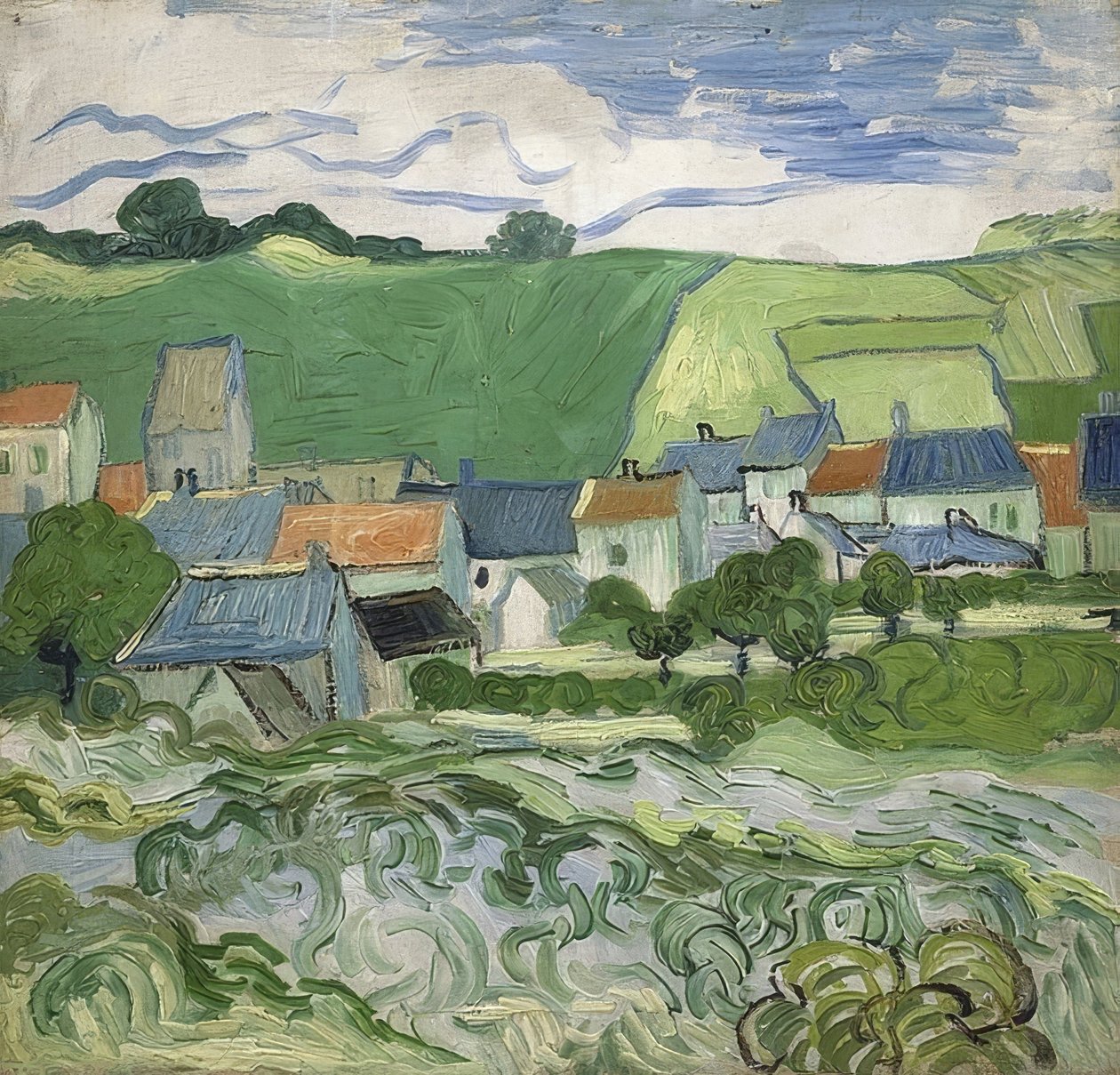 Blick auf Auvers. Auvers-sur-Oise, květen - červen 1890 od Vincent van Gogh