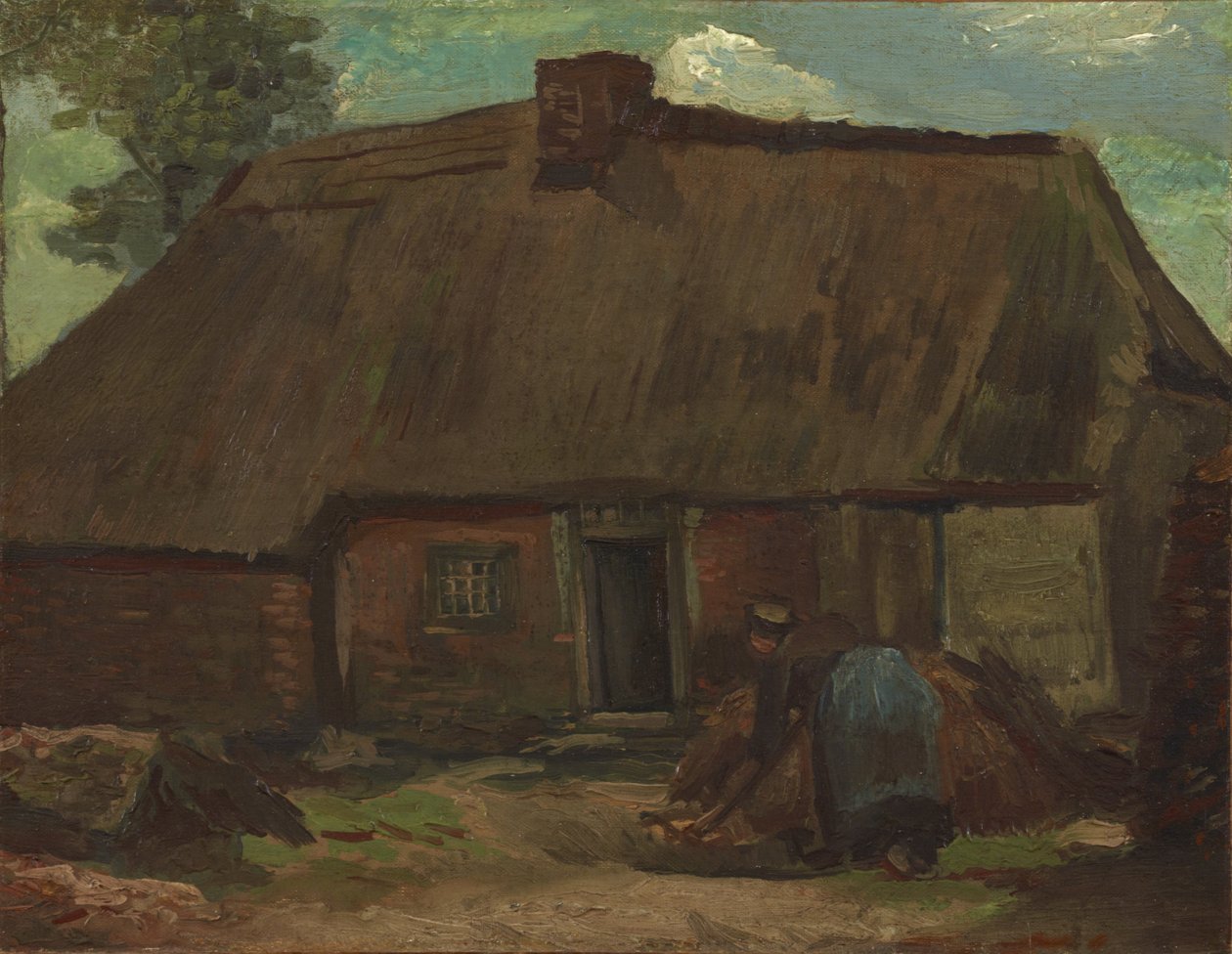 Chalupa s kopající selkou od Vincent van Gogh