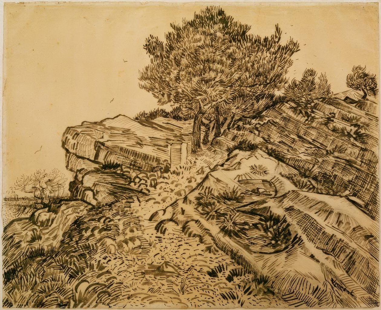 Skála Montmajour s borovicemi od Vincent van Gogh