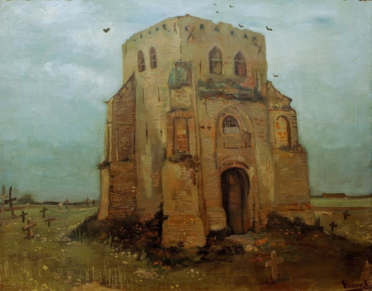 Stará kostelní věž v Nuenenu, farmářský hřbitov od Vincent van Gogh
