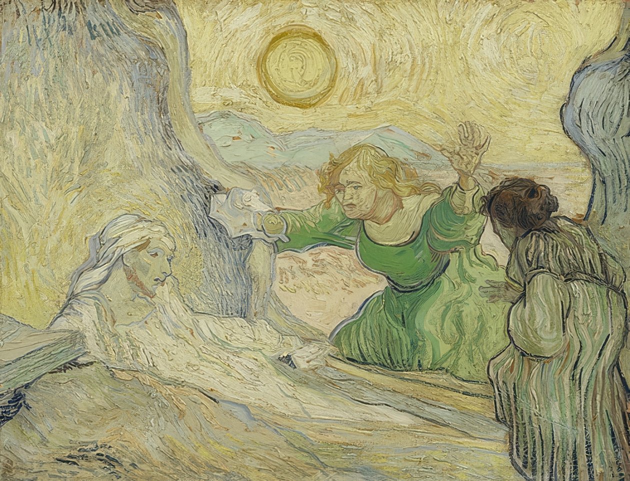Probuzení Lazara (po Rembrandtovi). Saint-Rémy-de-Provence, květen 1890 od Vincent van Gogh
