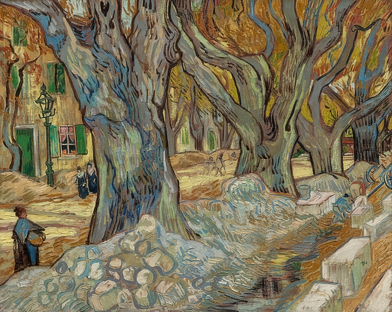 Velké platany (silničáři ​​v Saint-Rémy). 1889 od Vincent van Gogh