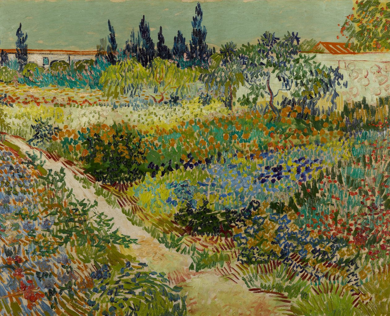 Nizozemsky: Tuin te Arles Kvetoucí zahrada s cestou od Vincent van Gogh