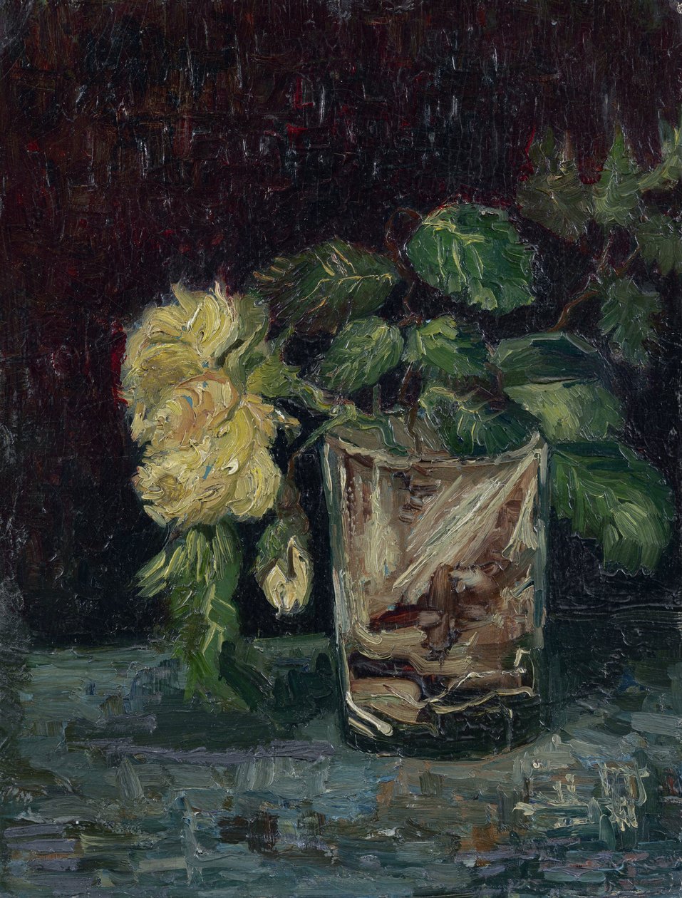 Sklo se žlutými růžemi (verre avec roses jaunes) par Gogh, Vincent, van (1853-1890). Olej na kartonu, rozměr: 35x27 od Vincent van Gogh