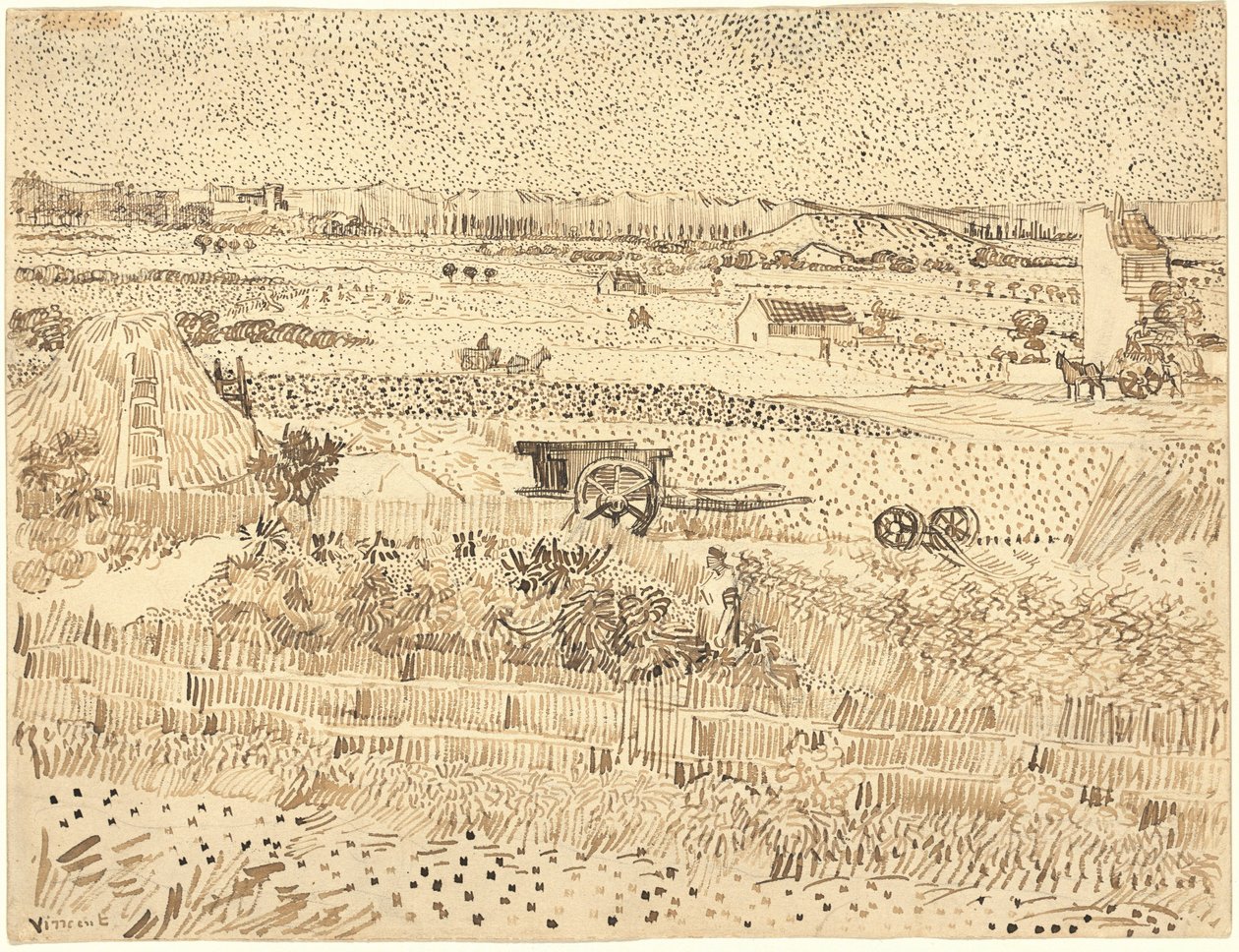 Sklizeň – pláně La Crau od Vincent van Gogh