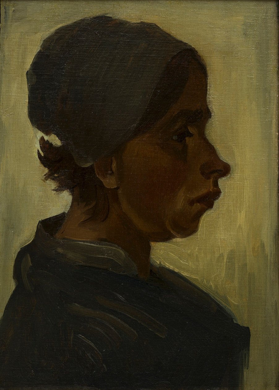 Hlava rolnice s tmavou čepicí od Vincent van Gogh