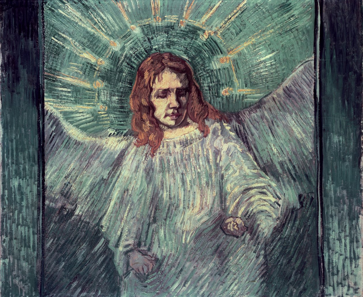 Hlava anděla, po Rembrandtovi, 1889 od Vincent van Gogh