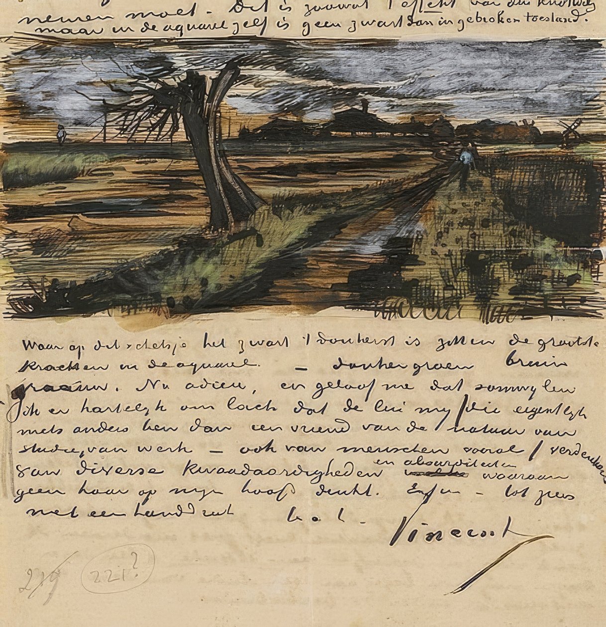 Kopfweide, Dopis Theo van Goghovi. 1882 od Vincent van Gogh