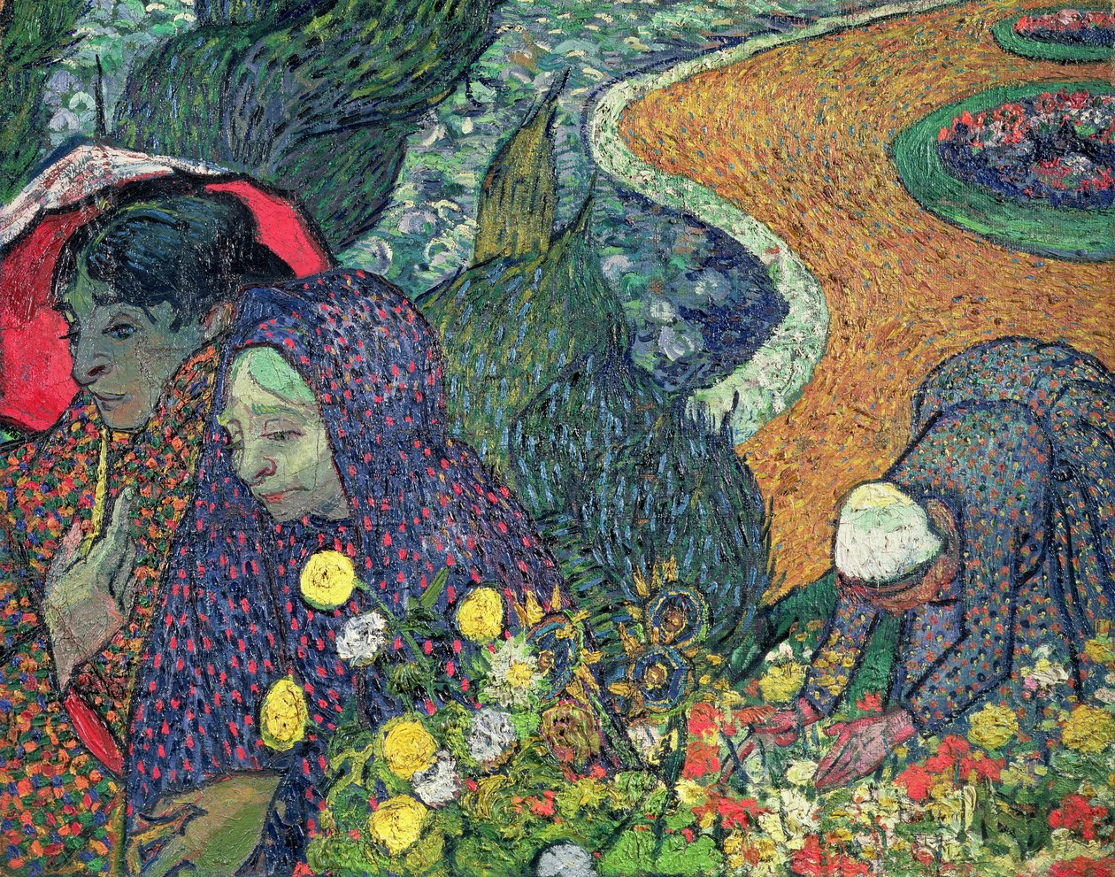 Dámy z Arles (Vzpomínky na zahradu v Ettenu) od Vincent van Gogh