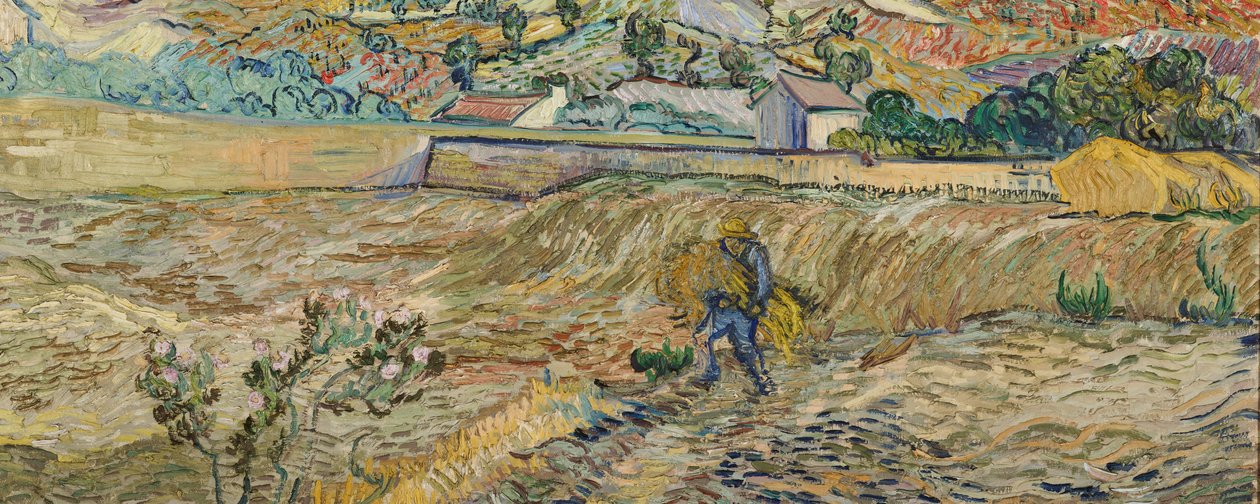 Krajina u Saint-Rémy (Oplocené pole s rolníkem) od Vincent van Gogh