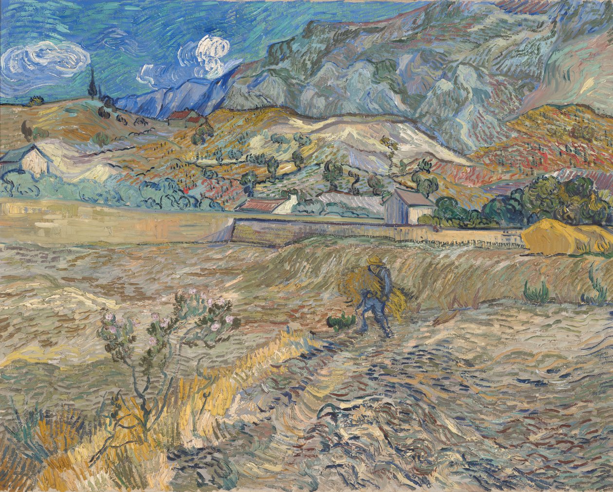 Krajina v Saint-Rémy (Uzavřené pole s rolníkem) od Vincent van Gogh