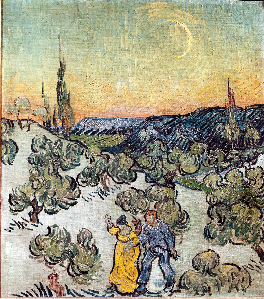 Krajina za soumraku (Saint Remy nebo Saint-Remy). Obraz Vincenta Van Gogha (1853-1890) od Vincent van Gogh