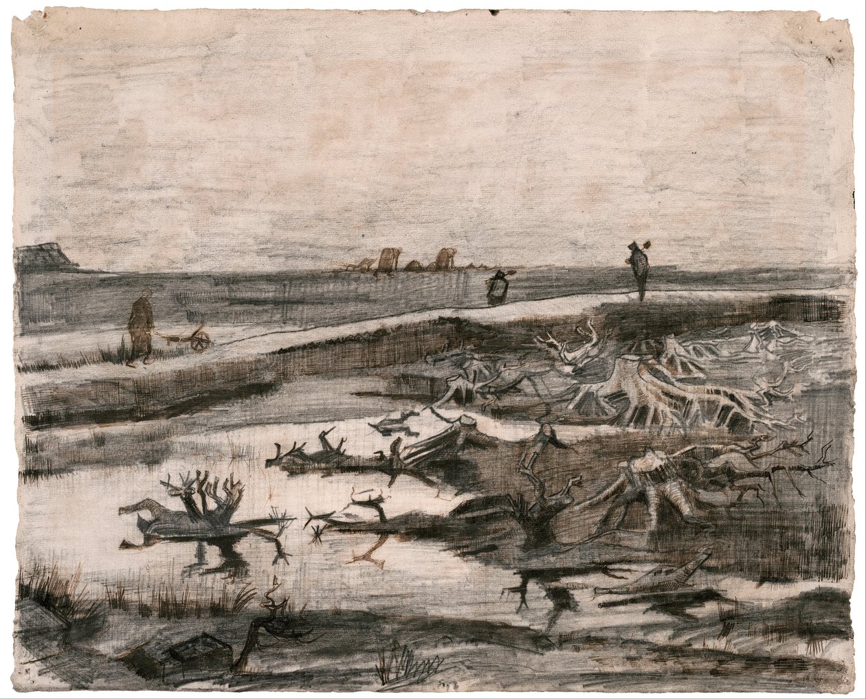 Krajina s kmeny v močálu (Práce na poli) od Vincent van Gogh