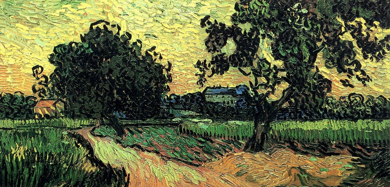 Krajina se zámkem Auvers při západu slunce od Vincent van Gogh